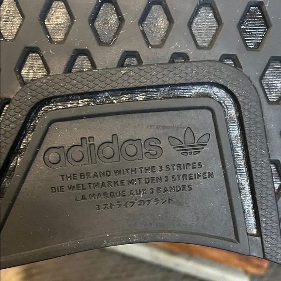 Adidas NMD R1 V2 Script Black Athletic Sneakers - Men's Size 5 - Picture 2 of 9